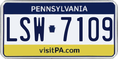 PA license plate LSW7109