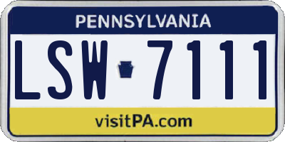 PA license plate LSW7111