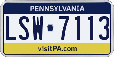 PA license plate LSW7113