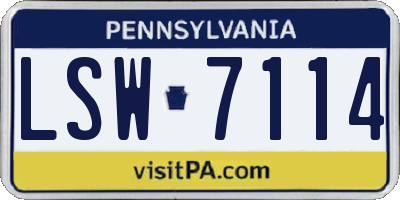 PA license plate LSW7114