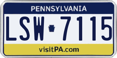 PA license plate LSW7115