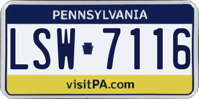 PA license plate LSW7116