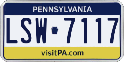 PA license plate LSW7117