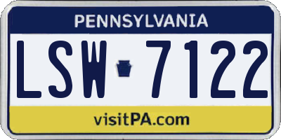 PA license plate LSW7122