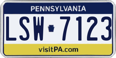 PA license plate LSW7123