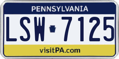 PA license plate LSW7125