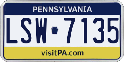PA license plate LSW7135