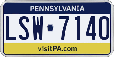 PA license plate LSW7140