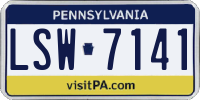 PA license plate LSW7141