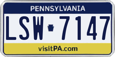 PA license plate LSW7147