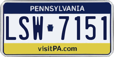 PA license plate LSW7151