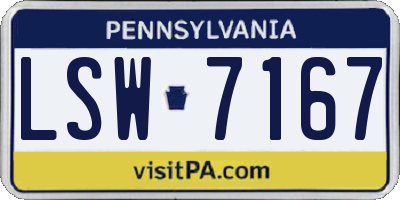 PA license plate LSW7167