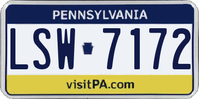 PA license plate LSW7172