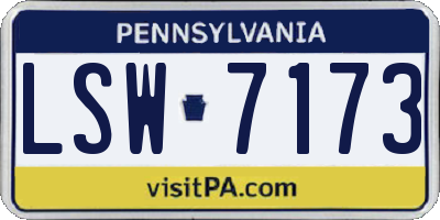 PA license plate LSW7173