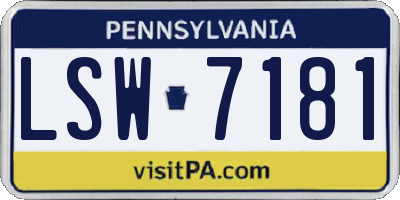 PA license plate LSW7181