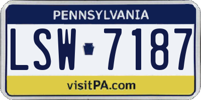 PA license plate LSW7187