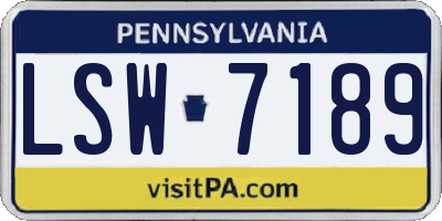 PA license plate LSW7189