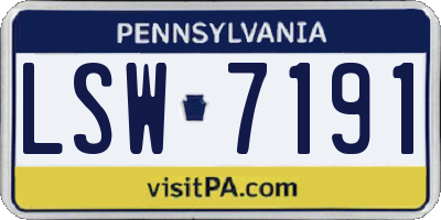 PA license plate LSW7191