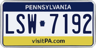 PA license plate LSW7192