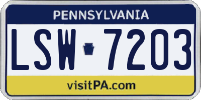 PA license plate LSW7203