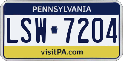 PA license plate LSW7204