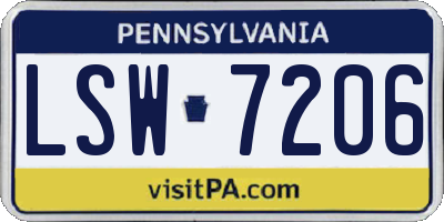 PA license plate LSW7206