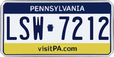 PA license plate LSW7212