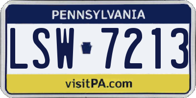 PA license plate LSW7213