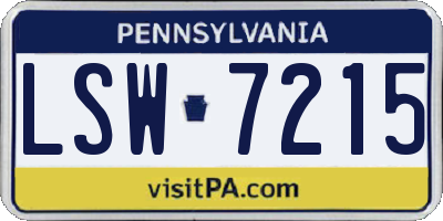 PA license plate LSW7215