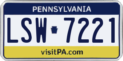 PA license plate LSW7221