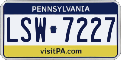 PA license plate LSW7227
