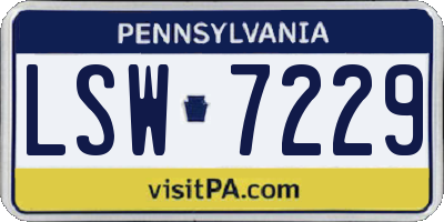 PA license plate LSW7229