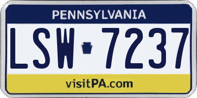 PA license plate LSW7237