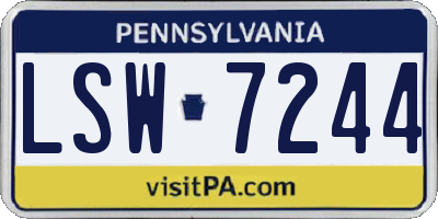 PA license plate LSW7244