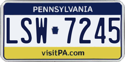 PA license plate LSW7245