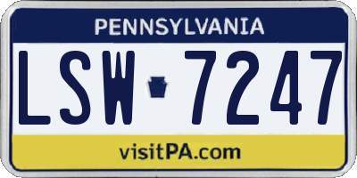 PA license plate LSW7247