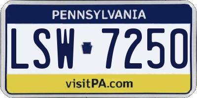 PA license plate LSW7250