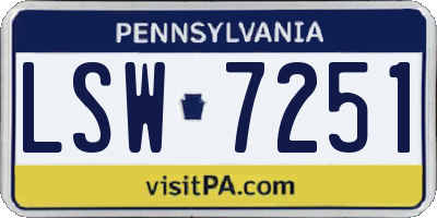 PA license plate LSW7251