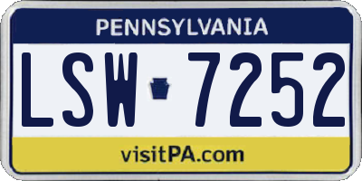 PA license plate LSW7252