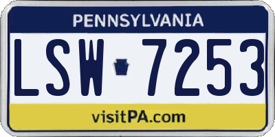 PA license plate LSW7253