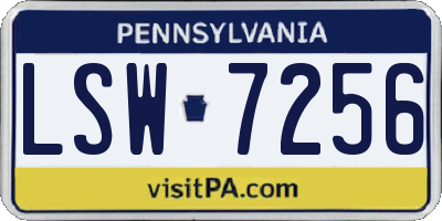 PA license plate LSW7256