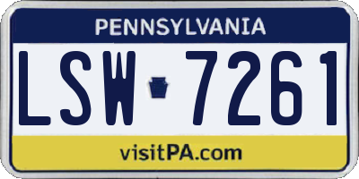 PA license plate LSW7261
