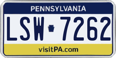 PA license plate LSW7262