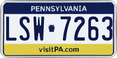 PA license plate LSW7263