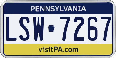 PA license plate LSW7267