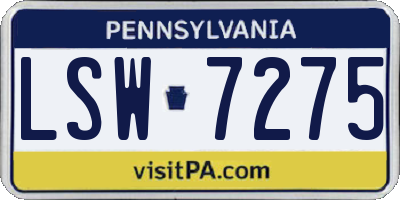 PA license plate LSW7275