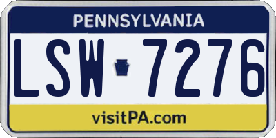 PA license plate LSW7276