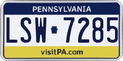 PA license plate LSW7285