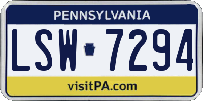 PA license plate LSW7294