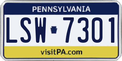 PA license plate LSW7301